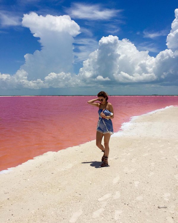 Розовая лагуна в Мексике — идеальное место создания фотографий для Instagram Розовая лагуна в Мексике — идеальное место создания фотографий для Instagram