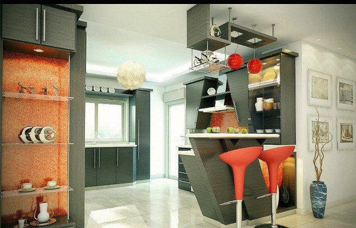 Современные кухни с домашними барами Современные кухни с домашними барами