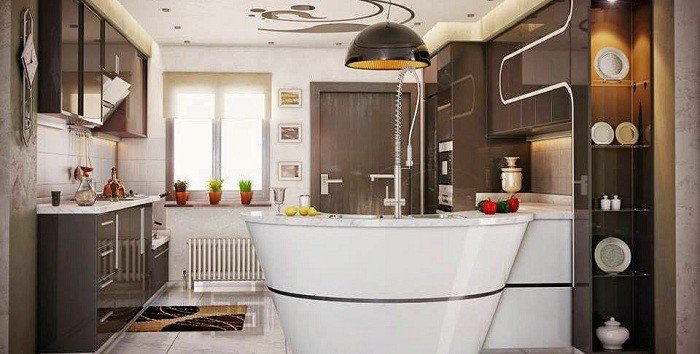Современные кухни с домашними барами Современные кухни с домашними барами